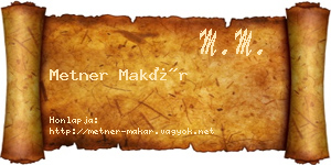 Metner Makár névjegykártya